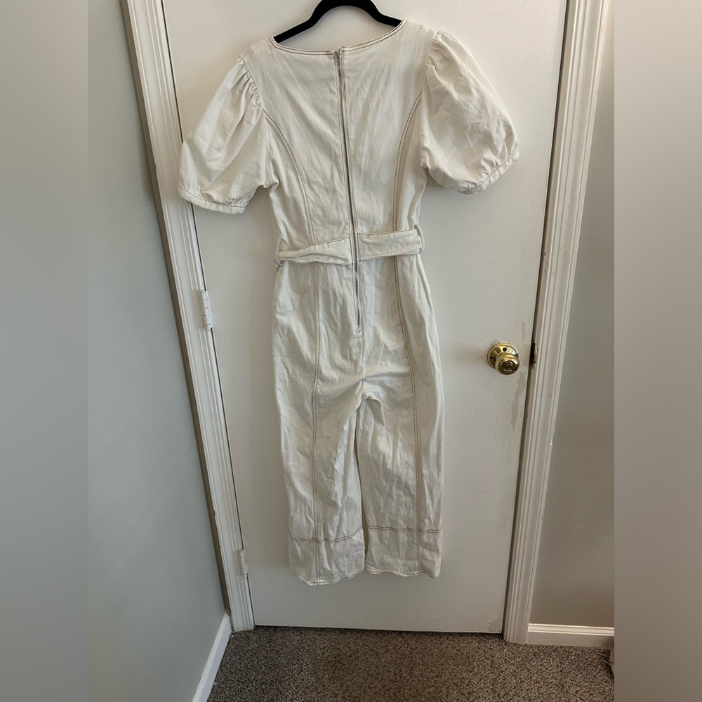 White Denim Jumpsuit - Picture 9 of 10